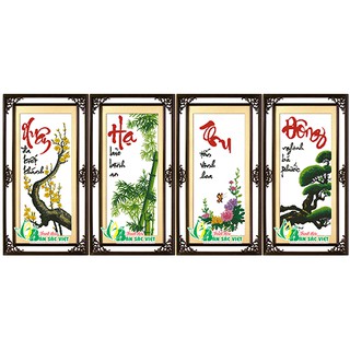 Tranh đính đá 5D toàn bộ tranh tứ quý xuân-hạ-thu-đông đẹp tự đính đá