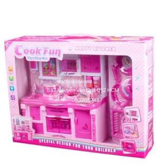 Hộp đồ chơi kệ bếp hồng mini siêu hấp dẫn dành cho búp bê tập nấu ăn