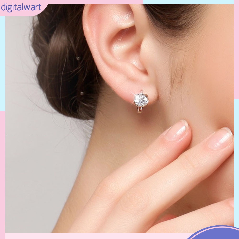 Bông Tai Đính Hạt Đá Tròn Thời Trang Nữ Tính