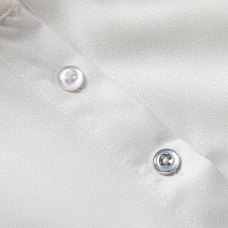 Yoioi Áo Chiffon Cổ Cao Giả Bèo Nhún Màu Trơn Ngọt Ngào Mùa Thu Đông Hàn Quốc Có Thể Tháo Rời Cho Nữ