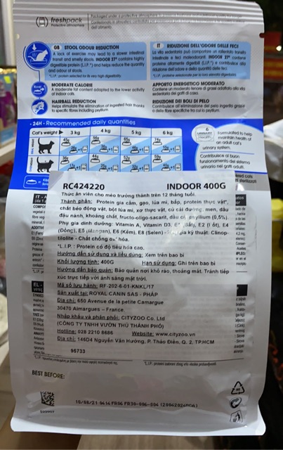 Thức Ăn Hạt Royal CANIN INDOOR 400gr dành cho Mèo Trưởng Thành