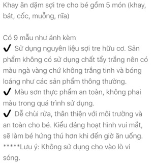 Khay ăn dặm sợi tre 5 món