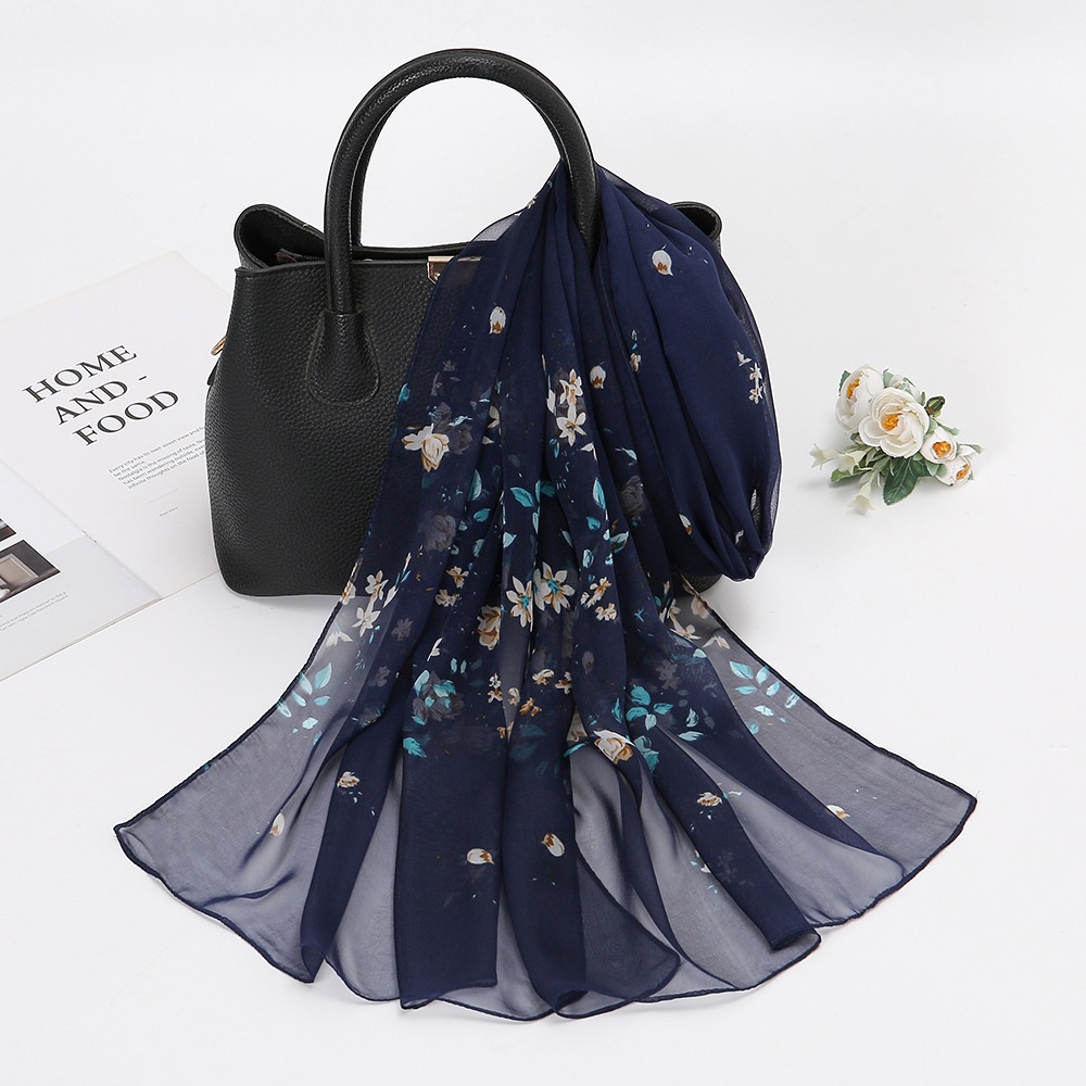 Khăn Choàng Lụa chiffon Màu Nhuộm Đính Ngọc Trai Thời Trang Cho Nữ