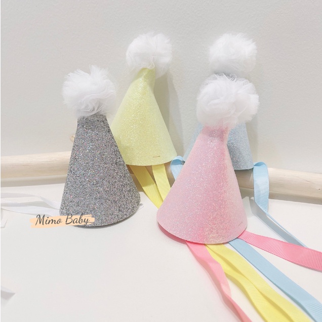 Băng đô mũ chóp đính bông lấp lánh, nón trang trí sinh nhật cho bé BD62 Mimo Baby