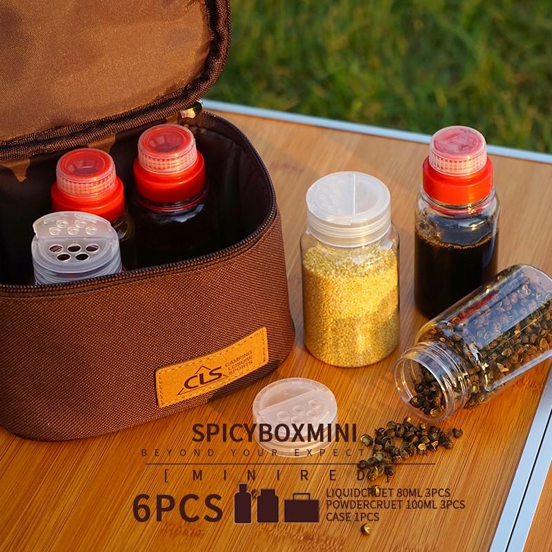 Bộ lọ đựng gia vị dã ngoại, camping kèm túi thổ cẩm CLS gọn nhẹ