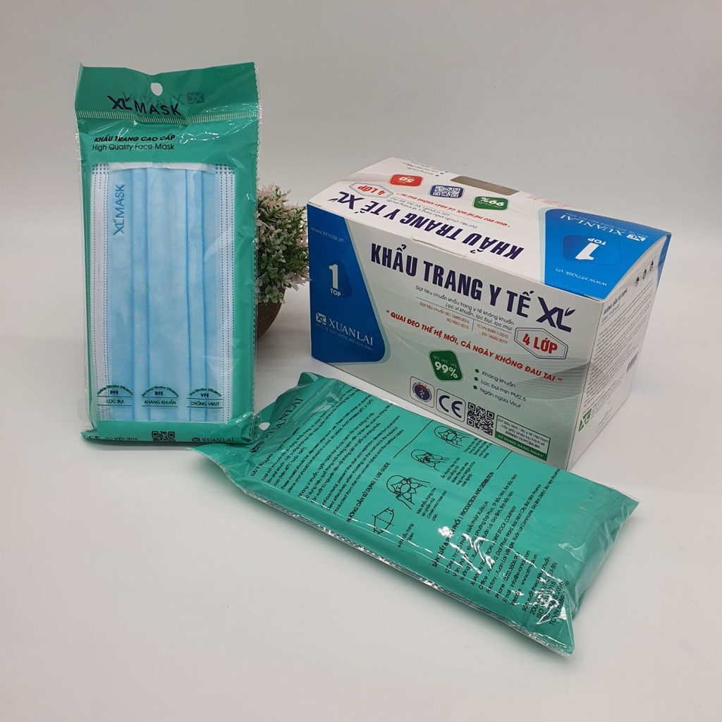 (Mẫu Mới) Hộp 50 Chiếc Khẩu Trang Y Tế 4 Lớp Kháng Khuẩn Chuẩn Xuân Lai Quai Đeo Sử Dụng Cả Ngày Không Đau Taia | BigBuy360 - bigbuy360.vn