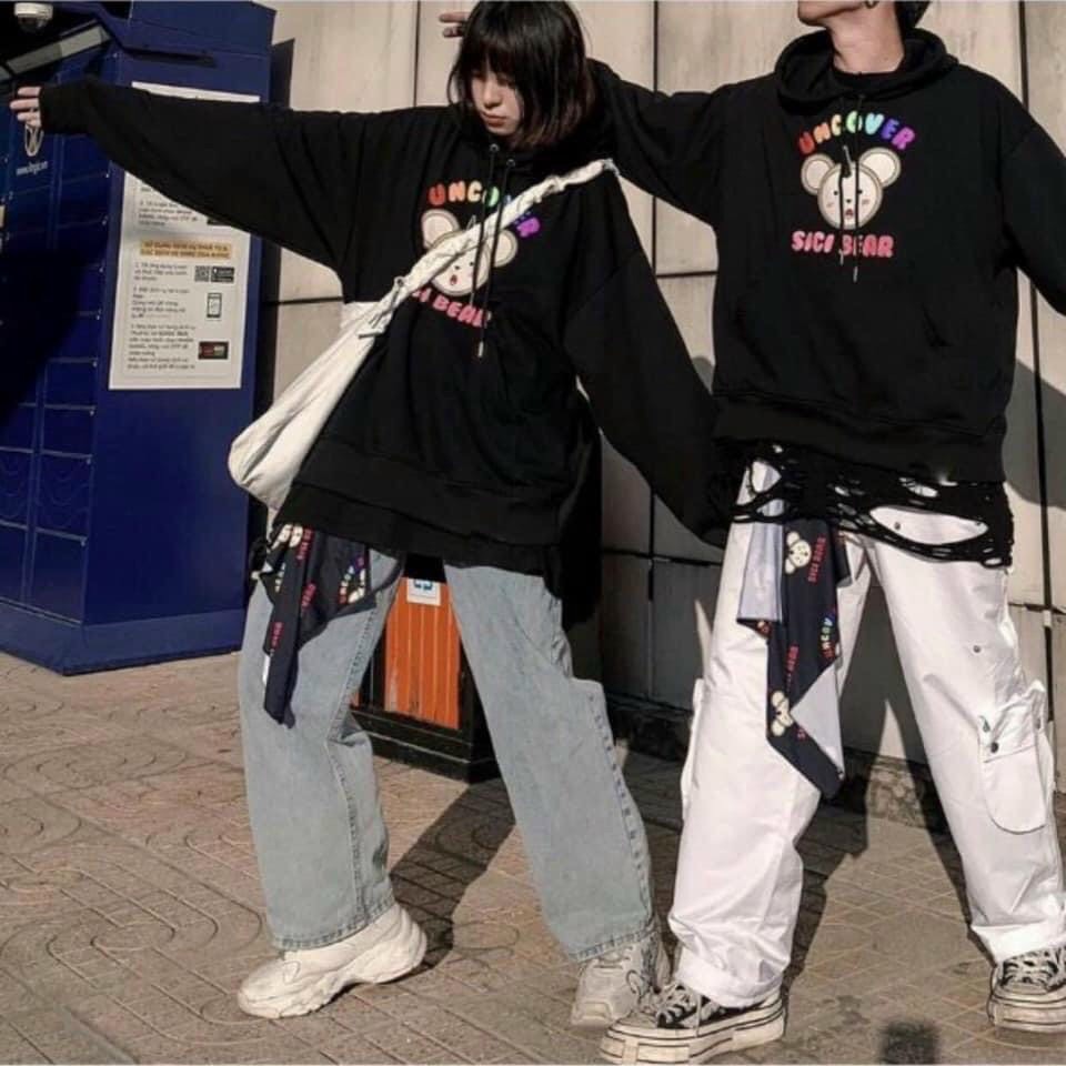 Áo hoodie U.N.CO.VER SICI BEAR Unisex áo khoác nỉ 2 màu form rộng dễ thương | BigBuy360 - bigbuy360.vn