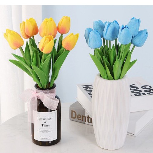 (MỀM DẺO_NHƯ THẬT) HOA TULIP / HOA RUM phụ kiện trang trí chụp ảnh. cành hoa decor cắm lọ siêu xinh