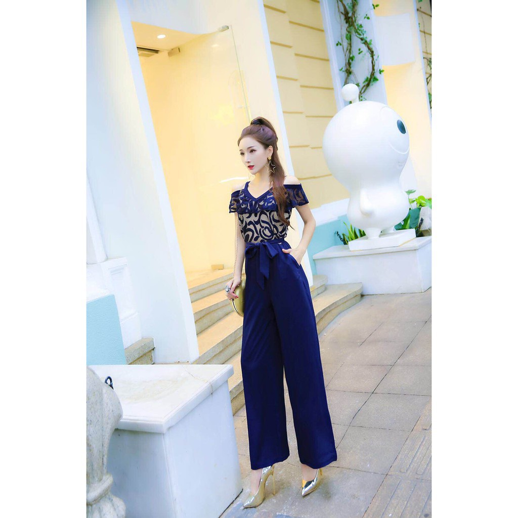 Bộ Jumpsuit Ống Rộng Thời Trang Công Sở Cho Nữ