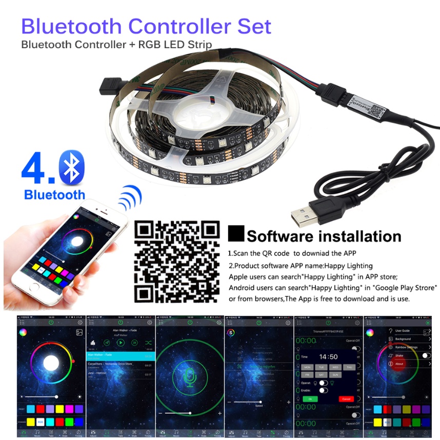 5m/10m Đèn LED Dây Trang Trí RGB Đổi Nhiều Màu Nháy Theo Nhạc Chống Nước, Điều Khiển Trang Trí Cầu Thang, Phòng Ngủ