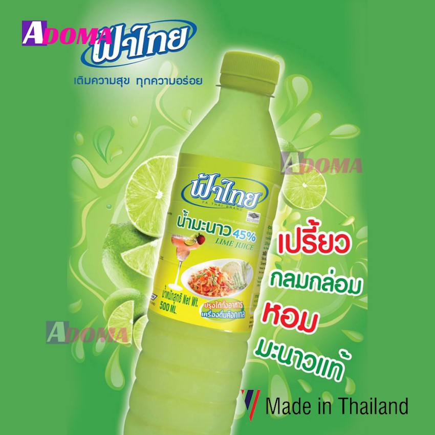 Nước chanh 45% Thương hiệu Fa Thai Thái Lan dùng pha chế và làm somtum - น้ำมะนาว ตราฟ้าไทย 1000 ml. ขวด