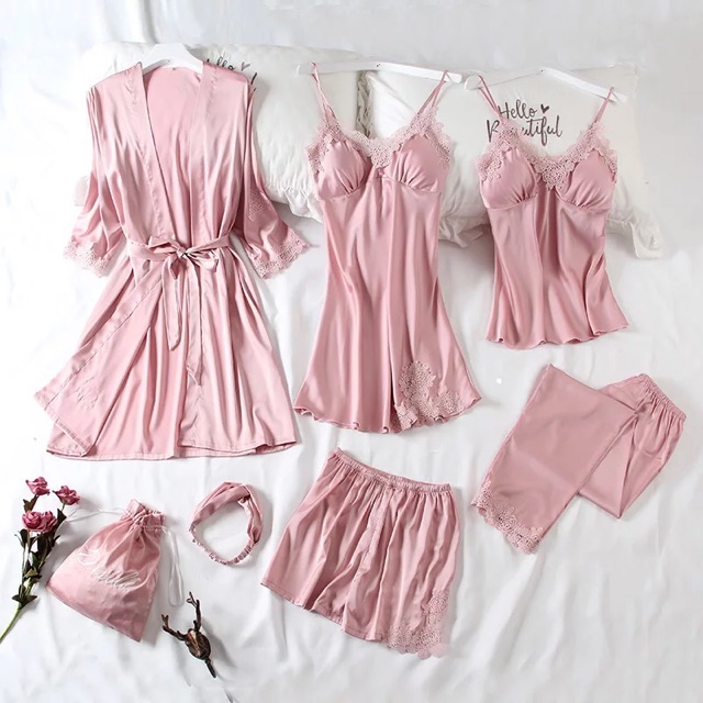 Sét bộ ngủ lụa 7 món cao cấp (Hàng Order)