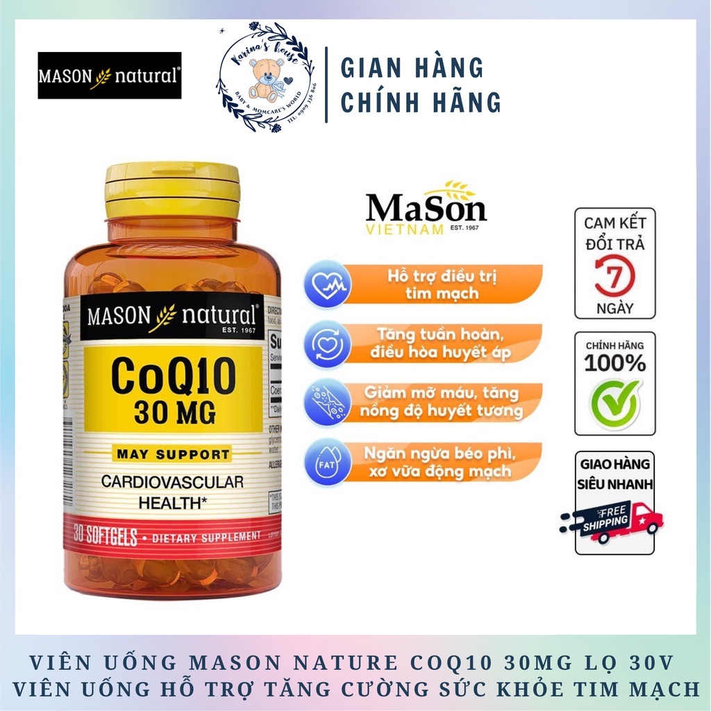 Viên Uống MASON Hỗ Trợ Tăng Cường Sức Khỏe Tim Mạch - MASON NATURAL COQ10 30MG