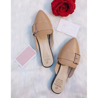 A14 - Giày nữ, sục nữ mũi nhọn, da mềm đế 3 cm