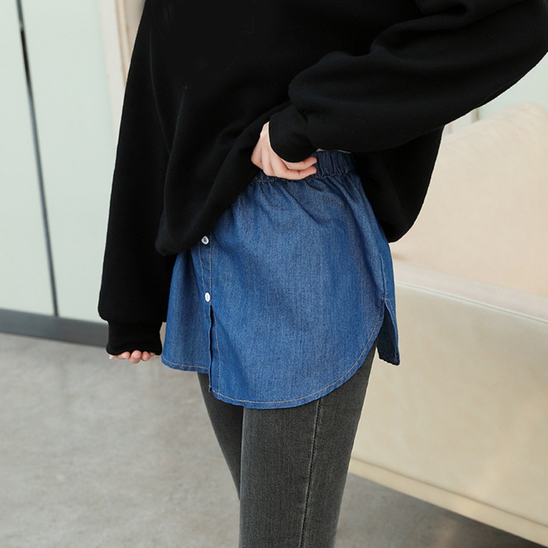 Áo Sơ Mi Giả Denim Dáng Chữ A Giả Váy Xếp Tầng Cài Nút Thời Trang Mùa Xuân Cho Nữ