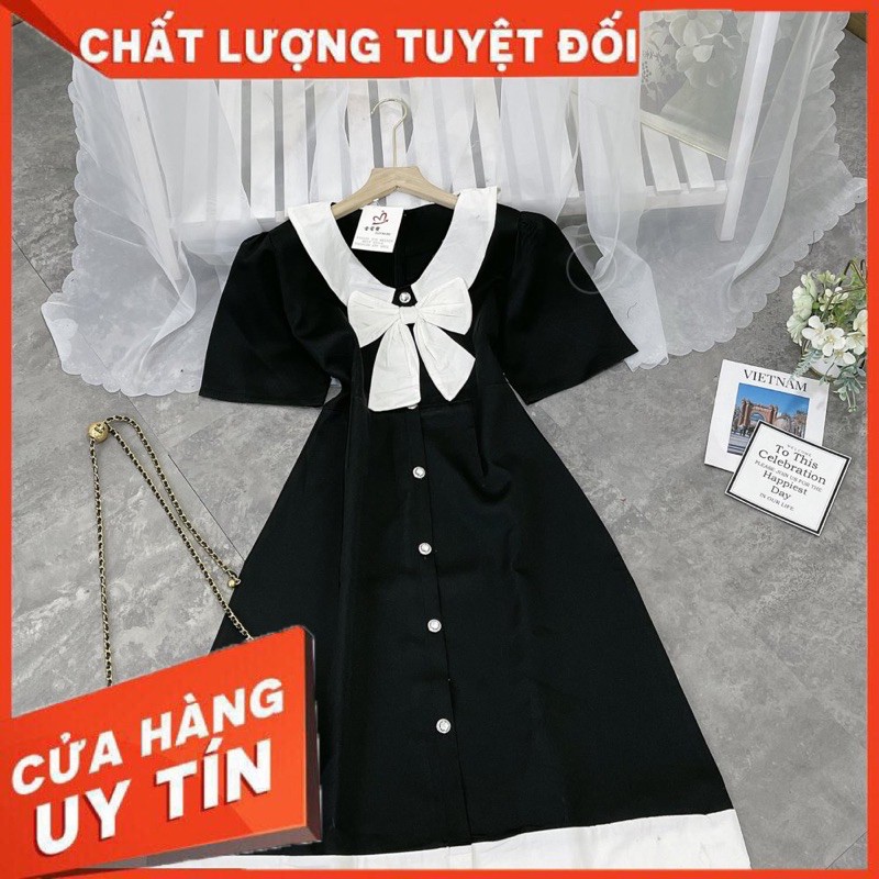 Váy Cúc Nơ Ngực Tay Bồng Về Hàng Cực Xinh [ 𝐅𝐑𝐄𝐄 𝐒𝐇𝐈𝐏 ] Chất Tuyết Mưa Mềm Đẹp Hàng May Kỹ Khoá Lưng Cẩn Thận Sỉ