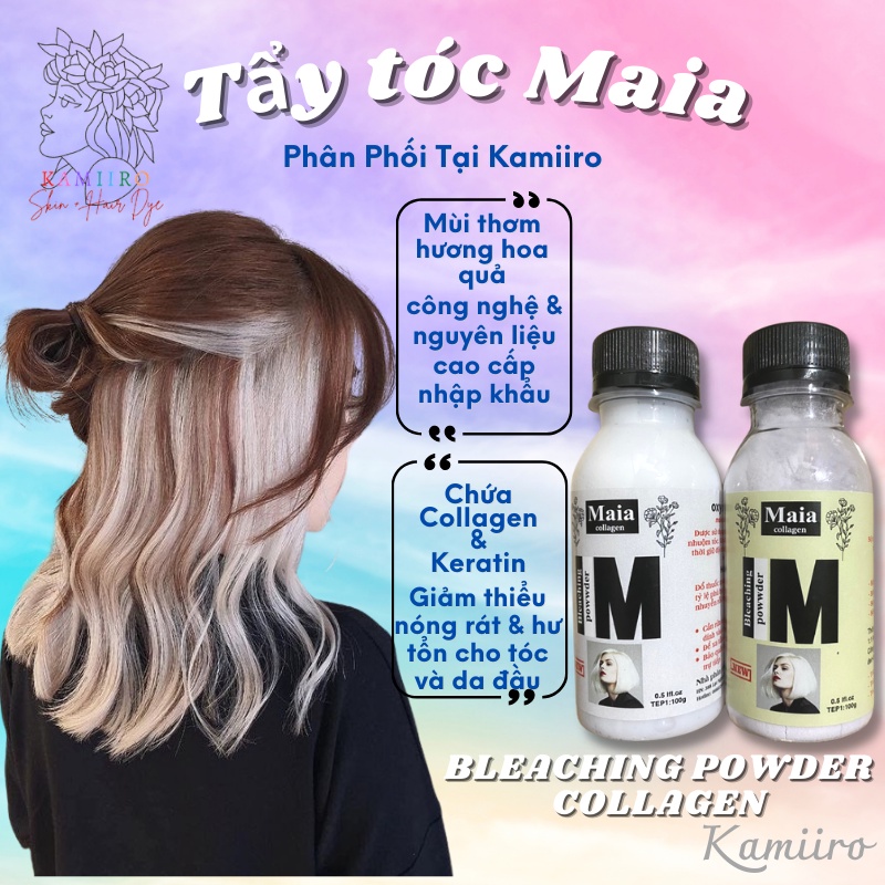 Bột Tẩy tóc MAIA BLEACHING POWDER COLLAGEN - Tẩy Êm Lên Chuẩn Hạn Chế Hư Tổn Cho Tóc Chính Hãng Chuẩn Salon Kamiiro