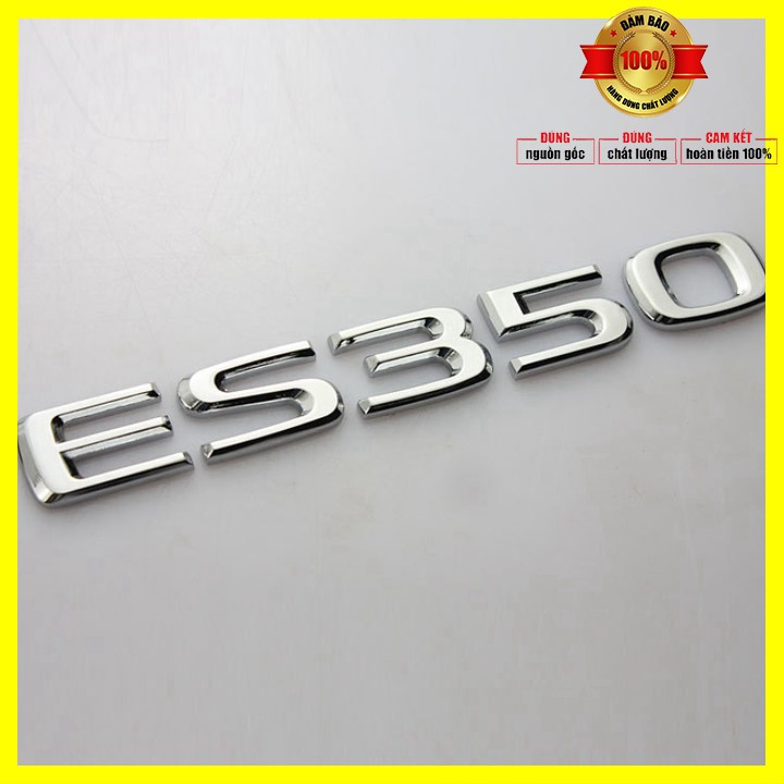 Decal tem chữ ES350 inox dán keo 3M đuôi xe ô tô Lexus G100405 Kích thước 15×1.9cm