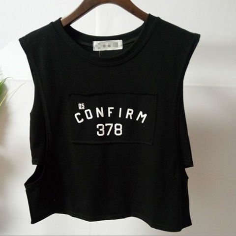 Áo Thun Thể Thao Sát Nách Giả Hai Mảnh Thoáng Khí In Chữ Phong Cách ins Thời Trang Mùa Hè Cho Nữ 0402