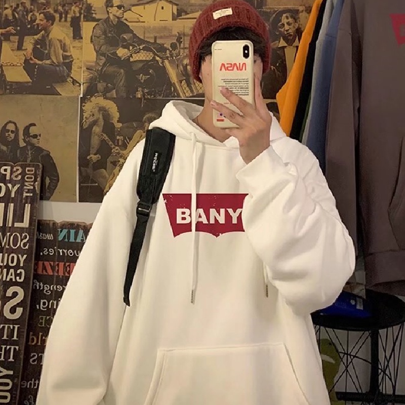Áo hoodie Thể Thao Dáng Rộng In Chữ Phong Cách Hip Hop Đường Phố Nhật Bản Thời Trang Mùa Đông Cho Nam Cỡ Lớn M-5XL