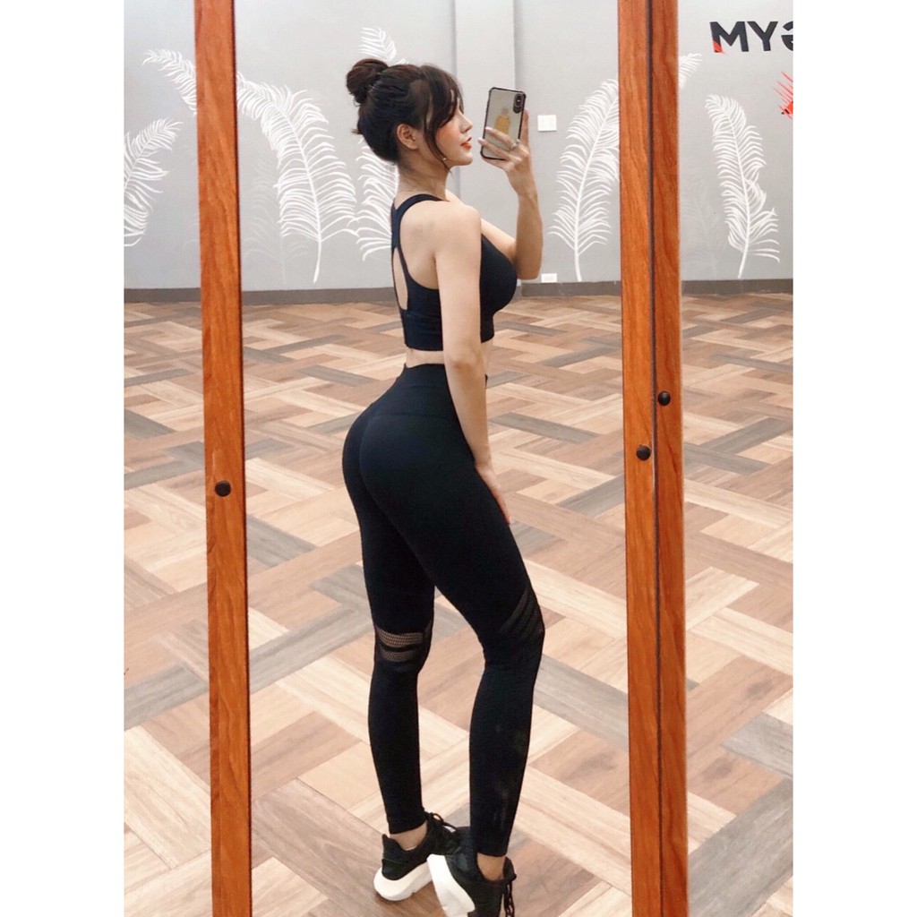 Quần Tập Gym Nữ, Quần Dệt Chun Mông Cao Cấp Q061