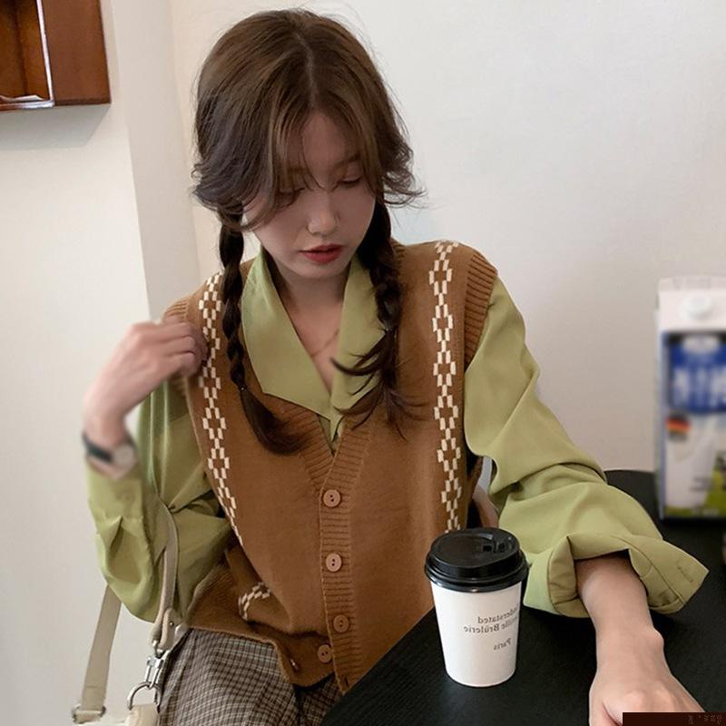 Áo sweater không tay cổ chữ V sành điệu cho nữ