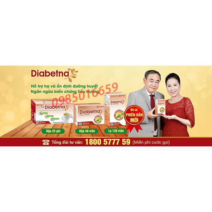 Diabetna (Dạng hộp 40 viên)-Hỗ trợ hạ và ổn định đường huyết, ngăn ngừa biến chứng tiểu đường- Date mới nhất-CHÍNH HÃNG