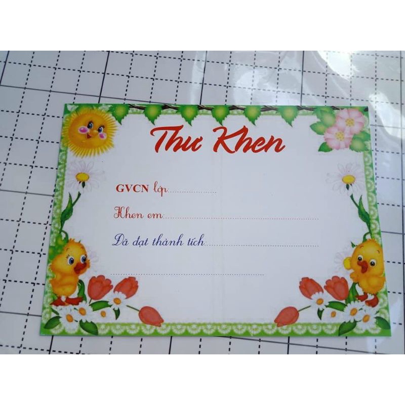 Combo 10 thư khen thưởng học sinh, in giấy bìa, kích thước a5