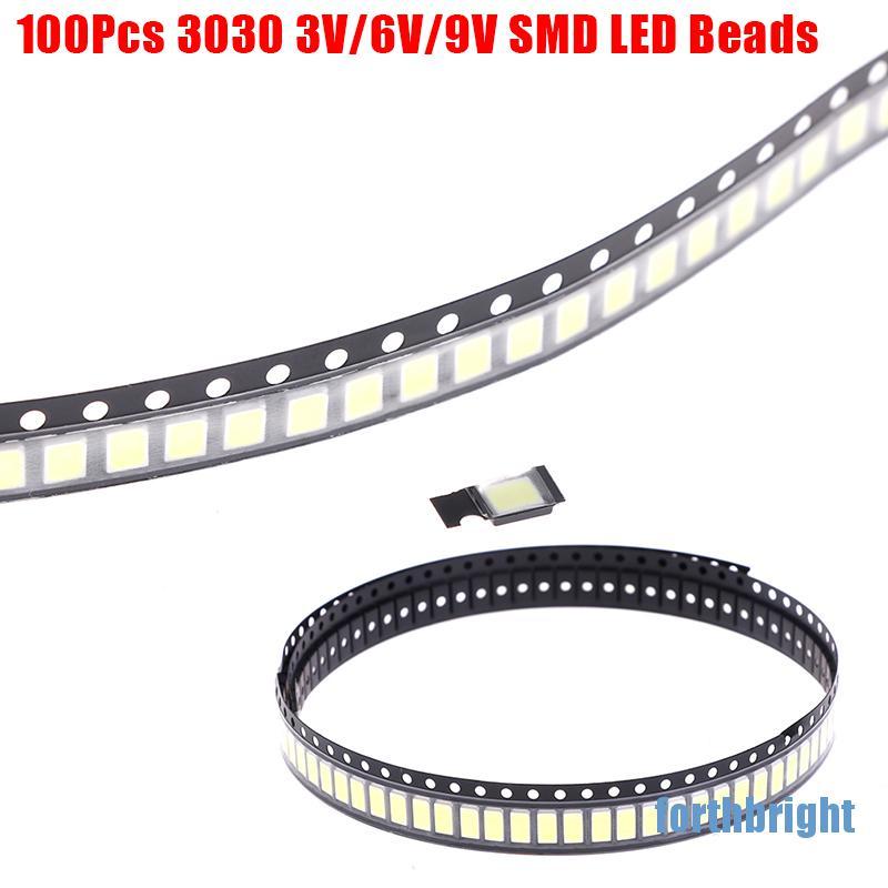 (Hàng Mới Về) Bộ 100 Đèn Led 3030 Smd 1w 3v / 6v / 9v