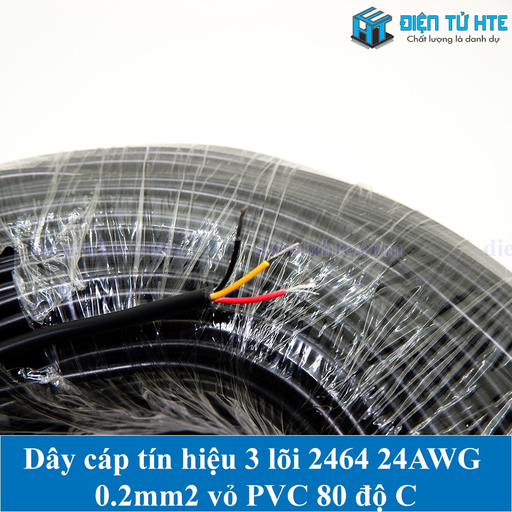 Dây cáp tín hiệu 3 lõi 2464 24AWG 0.2mm2 vỏ PVC 80 độ C - 1 mét
