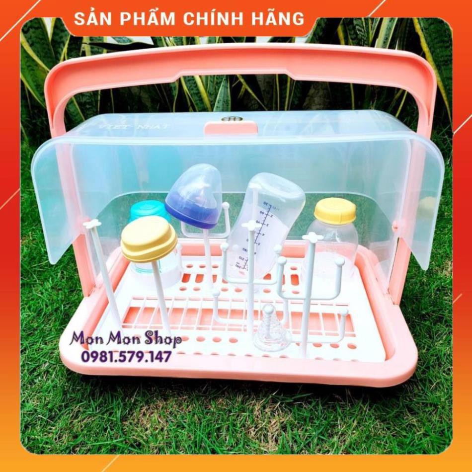 (Sẵn 3 màu) Khay úp bình sữa và phụ kiện cho bé có nắp đậy và khay thoát nước [Giá Sập Sàn]