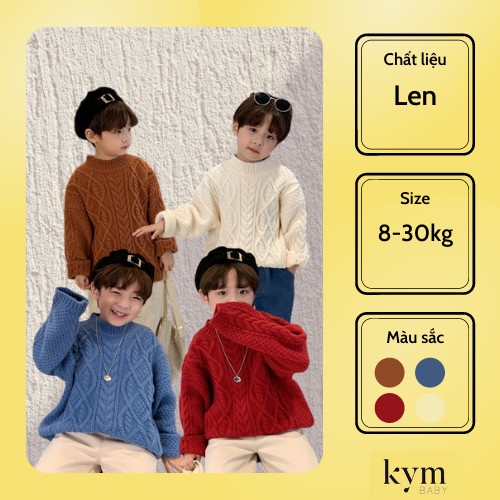 Áo len cao cấp vặn thừng dài tay dáng rộng sành điệu cho bé A573