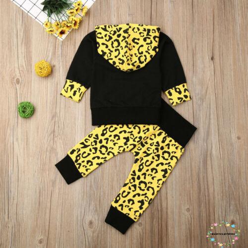 Set quần dài + áo hoodie họa tiết da báo thời trang cho bé