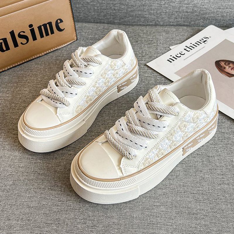 Giày Thể Thao Canvas Cột Dây Màu Trắng Phong Cách Mới 2022 Cho Nữ