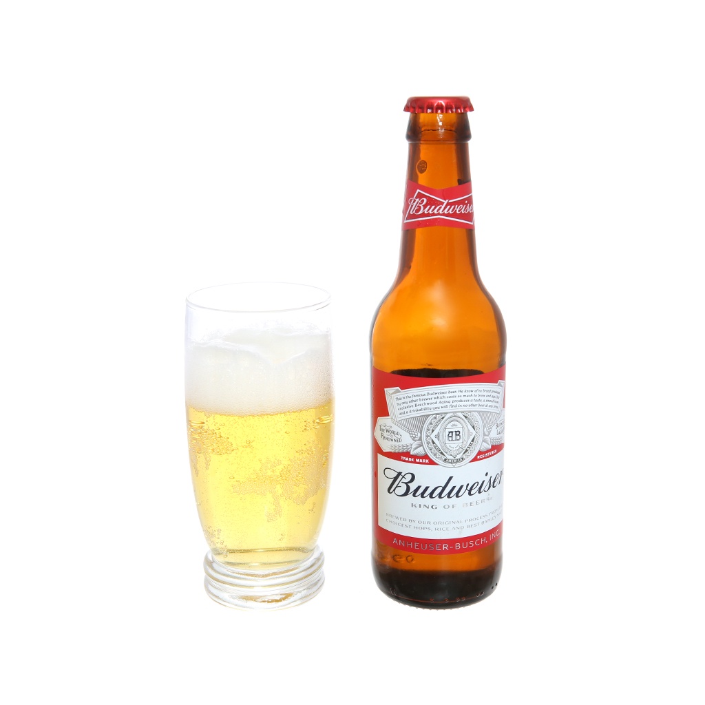 [MUA TẠI ĐÀ NẴNG - FREE SHIP] Bia Budweiser hàng liên doanh 5% – Chai 330ml – Thùng 24 chai