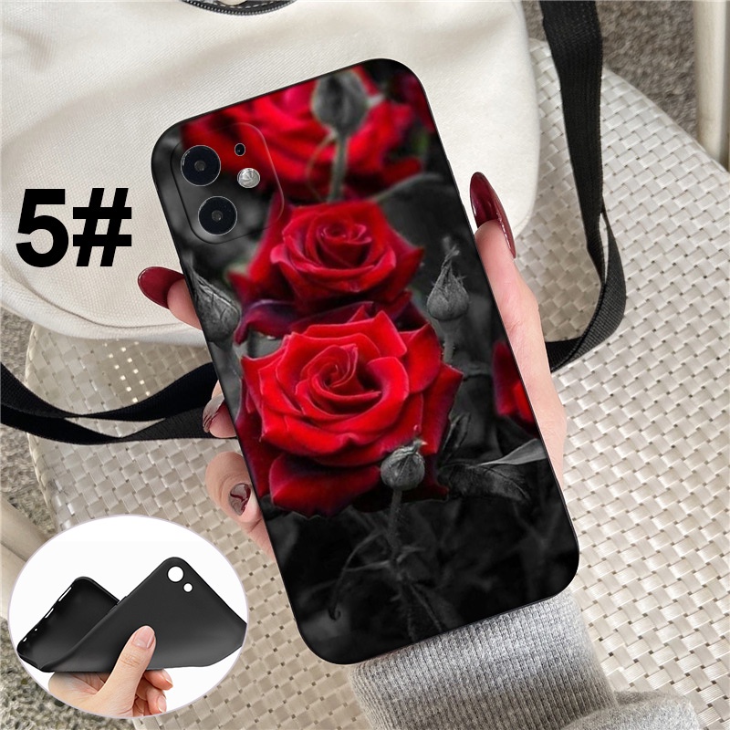 Ốp điện thoại mềm hình hoa hồng đỏ 125LQ thích hợp cho iPhone XR X Xs Max 7 8 6s 6 Plus 7plus 8plus 5 5s SE 2020