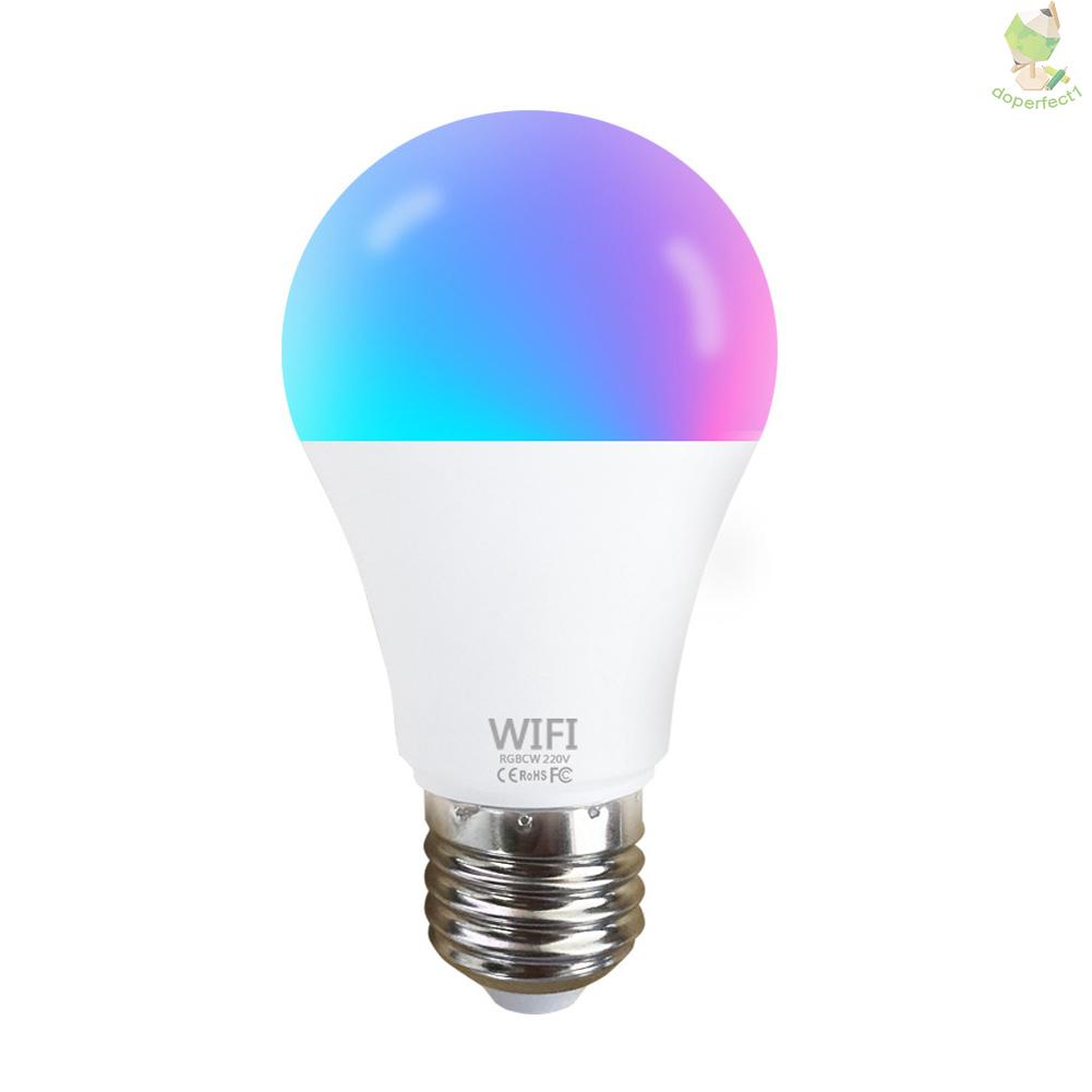 Cloud Intelligence WiFi Light Bulbs APP Control Light Color Adjusting Voice Control Intelligent Home Living RGB+CW+WW E27 Compatible with Alexa Google Home 220 V