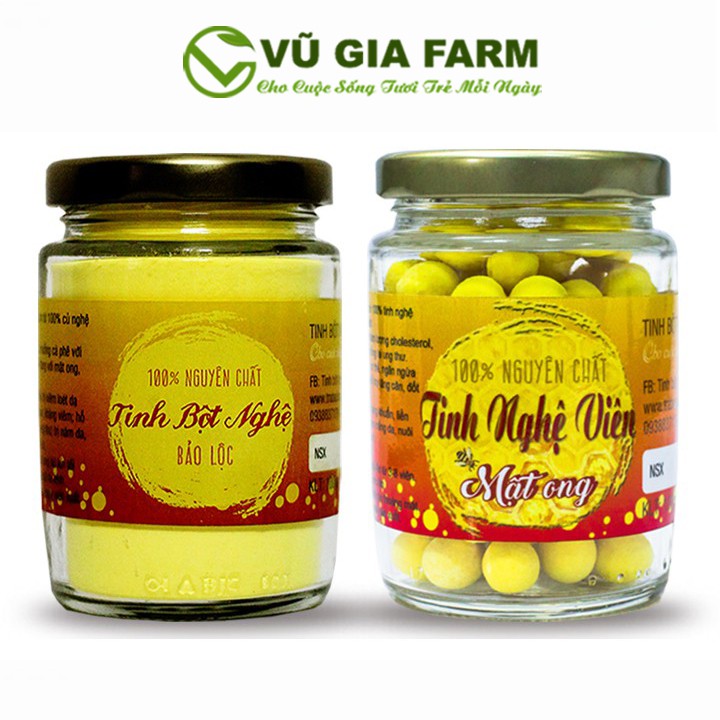Combo Tinh Nghệ Viên Mật Ong + Tinh Bột Nghệ - Nguyên Chất Vũ Gia (100gr)