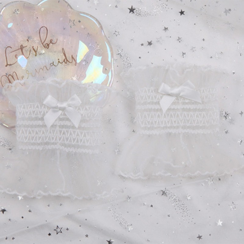 Cổ tay áo giả vải ren viền nhún bèo co giãn phong cách Lolita Nhật Bản ngọt ngào hóa trang cho nữ