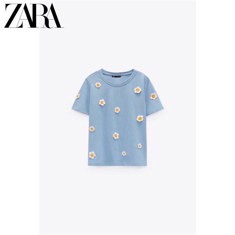 ÁO THUN ZARA IN HÌNH HOA HÀNG XUẤT