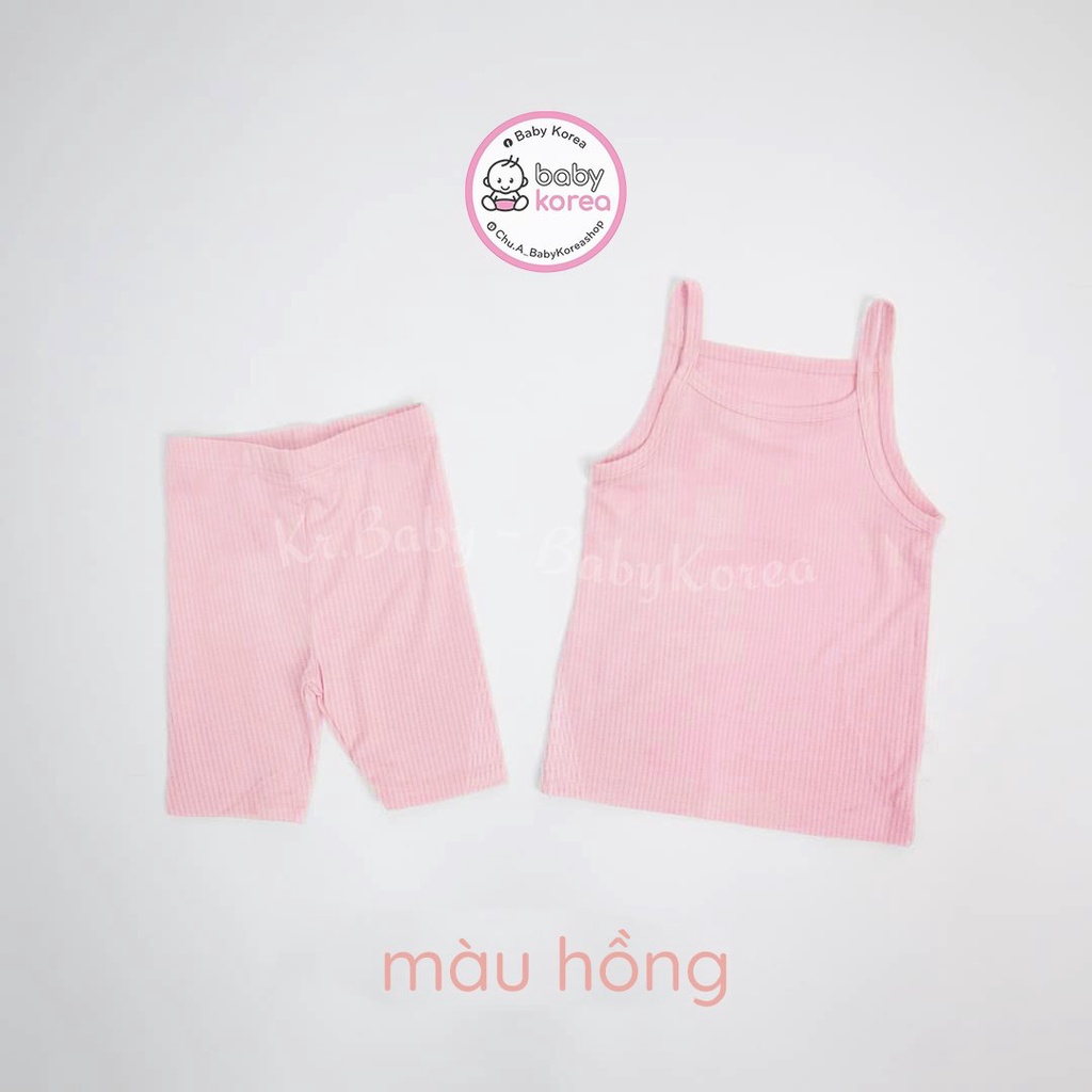 Bộ 2 dây bé trai gái, bộ quần áo hè thun lạnh trơn mềm Hàn Quốc cho bé 2 3 4 5 6 7 tuổi thời trang trẻ em BABY KOREA