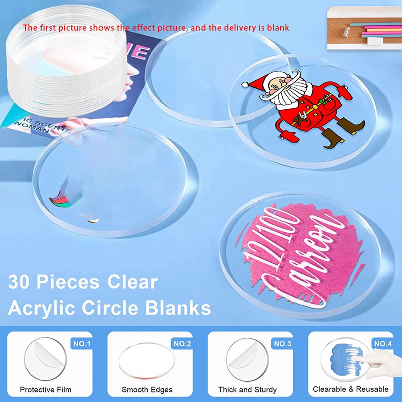 Set 30 Tấm Bảng Tròn 0.08In 1 / 12 Inch Bằng Acrylic Dùng Để Đánh Dấu Đánh Dấu Trang Sức