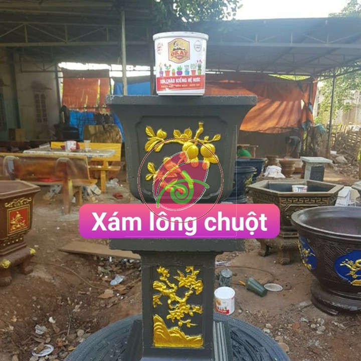 Sơn chậu hệ nước xám lông chuột Okay Paint lon 1kg