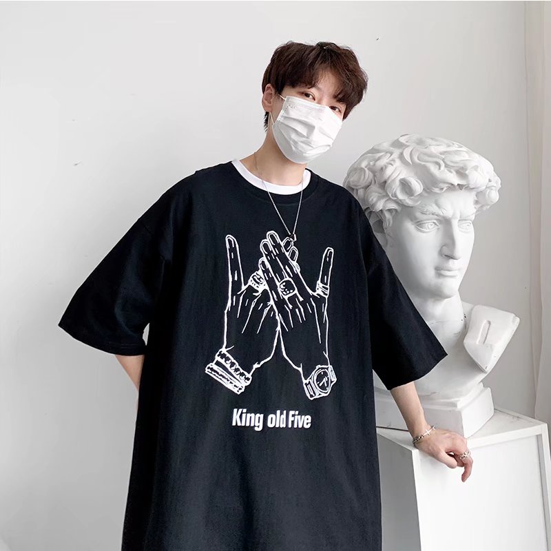 Áo Thun Tay Ngắn Dáng Rộng In Chữ Phong Cách Hip Hop Nhật Bản Thời Trang Cho Nam Size M-8XL