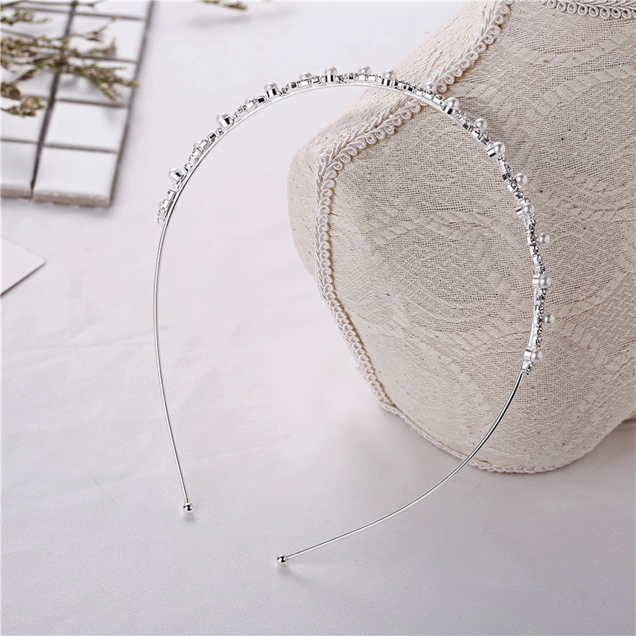 Băng Đô Hợp Kim Mỏng Đính Đá Và Ngọc Trai Phong Cách Hàn Quốc Cho Nữ