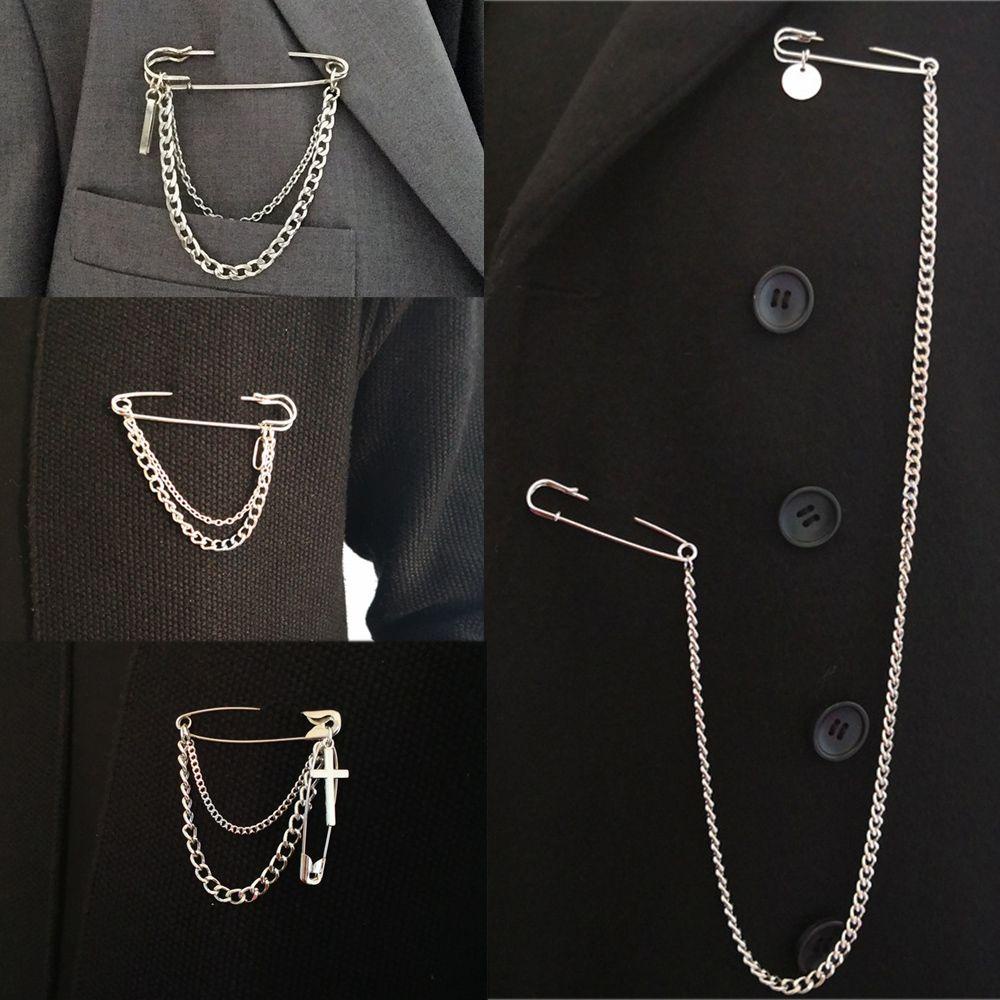 Ghim Cài Áo Dạng Dây Xích Dài Phong Cách Hip Hop Punk Tối Giản Cho Cặ