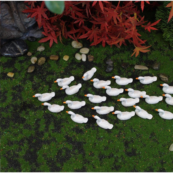 Tiểu cảnh trang trí vịt trắng làm Terrarium, phụ kiện trang trí bàn làm việc, trang trí cây xanh