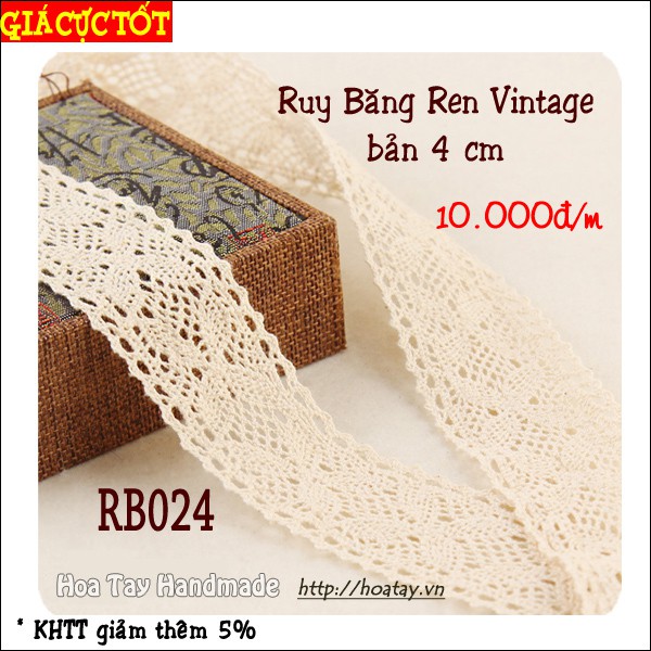 Ruy Băng ren Vintage bản 4cm