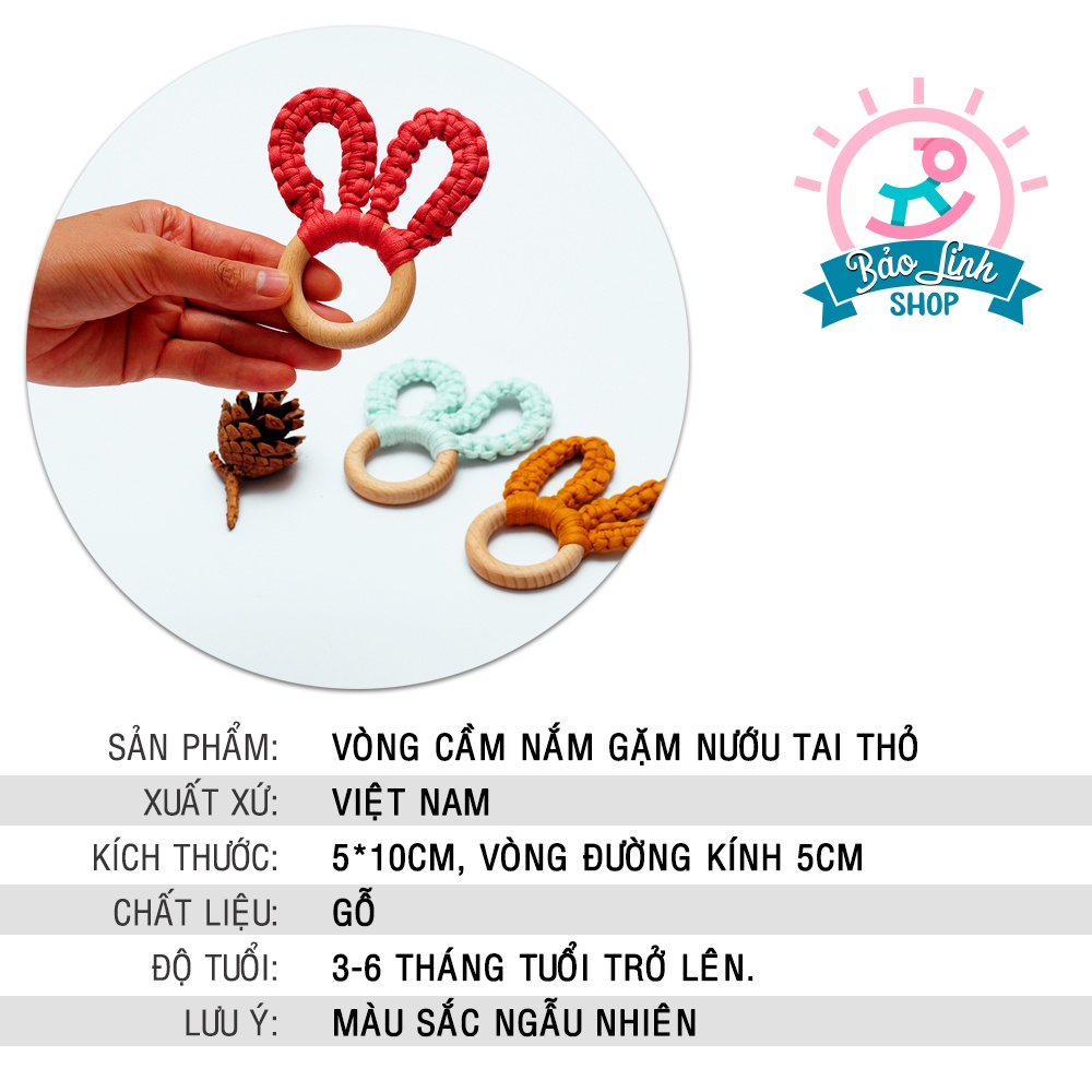 Đồ chơi cho trẻ sơ sinh 3-6 tháng - Vòng gỗ handmade tập cầm nắm, gặm nướu giảm ngứa lợi (Mẫu 20)