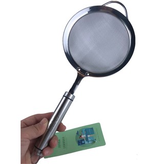 Rây lọc viền 2 lớp cán inox đúc, rây lọc bột, nhặt lông yến, lọc cháo ặn dặm cho bé siêu mịn 14cm, có quai treo
